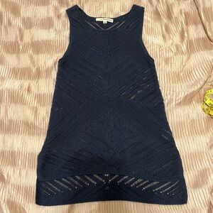 Rewind Size Small Navy Blue Sheer Knit Tank Dress